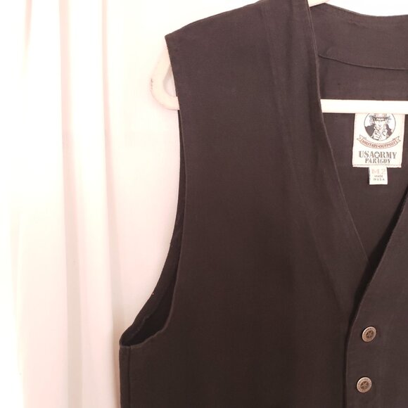 USA Army Paragon Military Black Button Down V Neck Pockets Demin Vest Medium - Picture 10 of 16